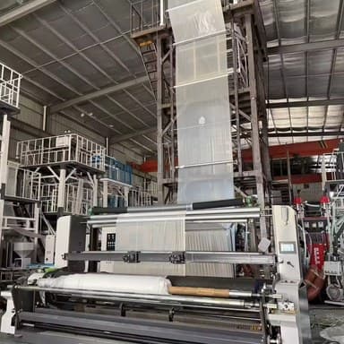 Blown film tower with the bubble running